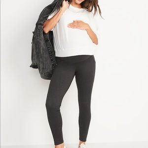 Old Navy Maternity Rollover Waist CozeCore Leggings - Black Jack (Size Medium)